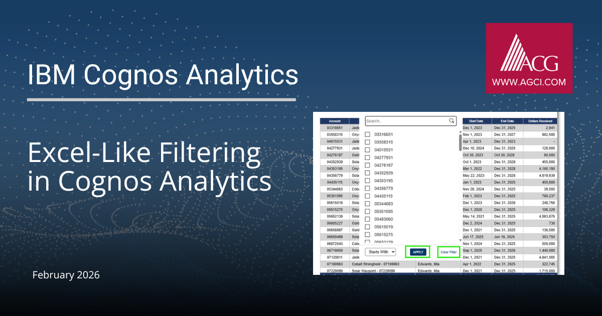 Excel-Like Filtering in IBM Cognos Analytics